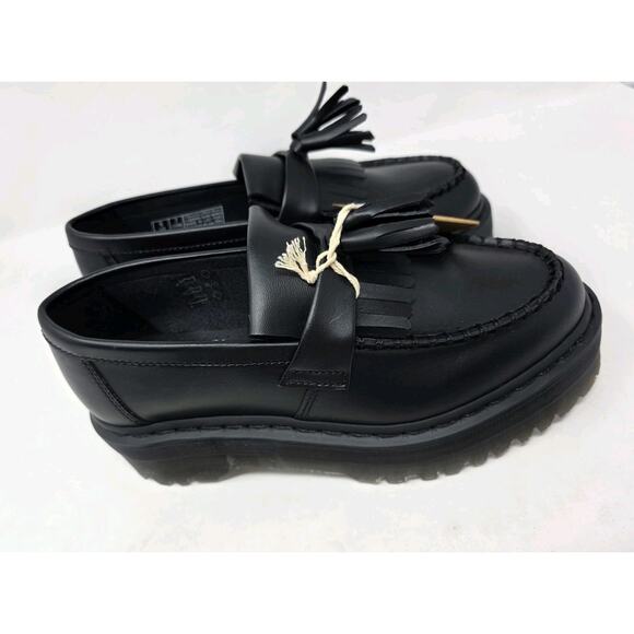 Dr Doc Martens Adrian Quad Black Platform Vegan Leather Shoes Ladies 8 Men 7 - Picture 5 of 10